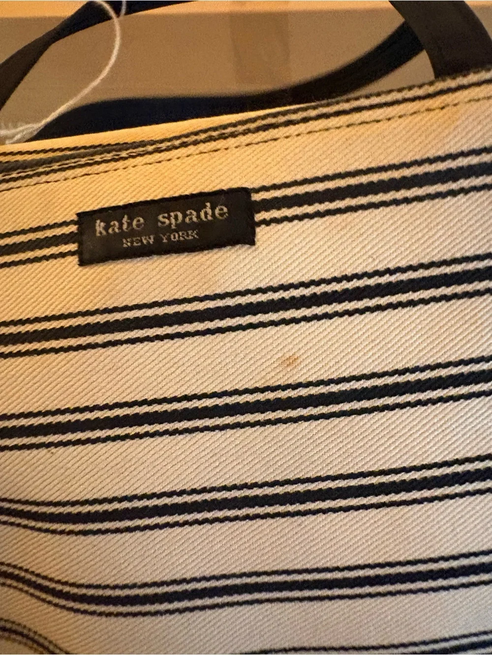 Vintage Kate Spade Women’s Striped Canvas Tote Bag in Cream and Black